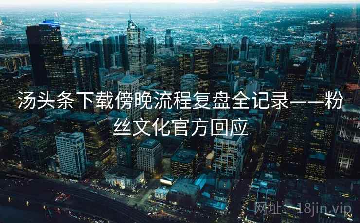 汤头条下载傍晚流程复盘全记录——粉丝文化官方回应